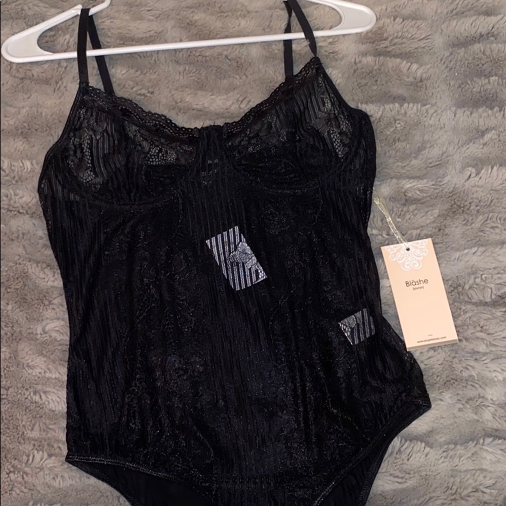 NWT. Black lace bodysuit